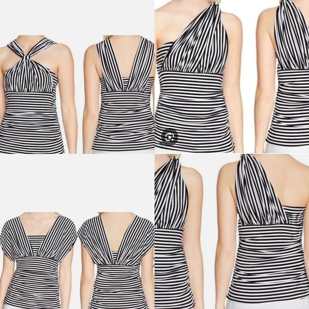 White House Black Market Genius Black and White Striped Convertible Top S